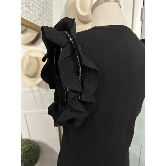 Gabby Isabella Women's Midi Sweater Black Dress Size Medium - Picture 3 of 8